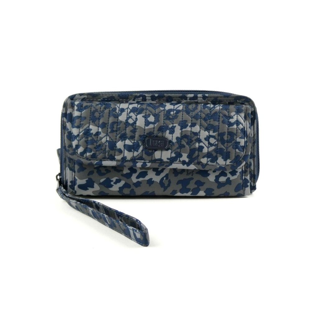 Lug Kickflip Leopard Navy Convertible Crossbody RFID Wallet NWOT